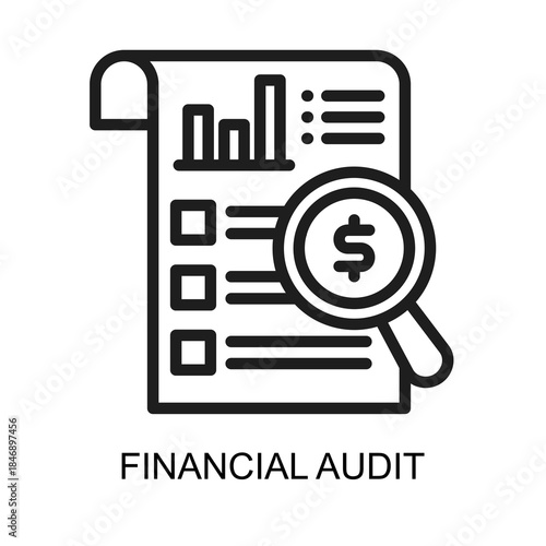 Financial Audit icon line vector illustration