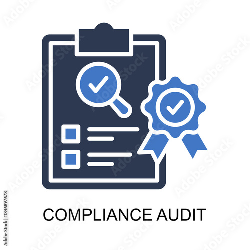 Compliance Audit icon solid vector illustration