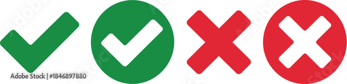 Set of four green checkmarks and red crosses, indicating correct and incorrect choices or answers
