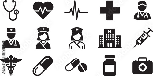 Medical healthcare icons set for clinic use