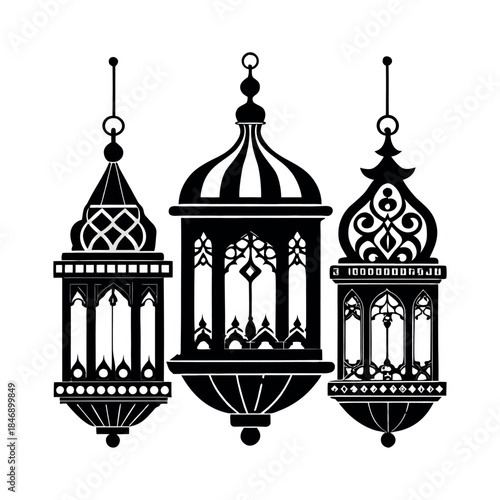 Simple flat vector illustration of glowing street lamps in a park, clean lines, minimal design, soft colors