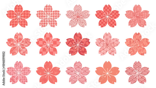 Decorative Japanese Floral Design: Collection of Pink Cherry Blossom Patterns for Creative Projects