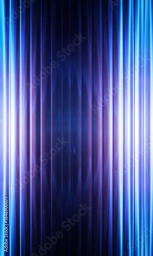 Neon Blue Vertical Glass Wave Lines Background – Futuristic Ribbed Light Stripes Abstract Design
