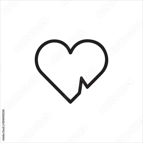 black Heart vector icon. heartbeat icon on isolated background. Symbol cardiogram heart logo in linear style. Vector illustration