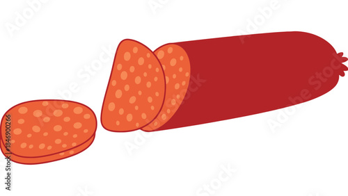 Delicious sliced pepperoni on white background