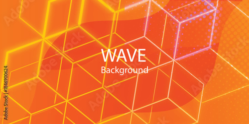 Abstract orange colorful curve background. Abstract color flowing wave with stylized blended line art background