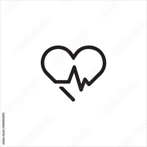 black Heart vector icon. heartbeat icon on isolated background. Symbol cardiogram heart logo in linear style. Vector illustration
