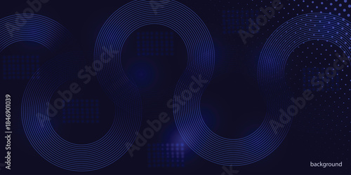 Abstract blue geometric lines glowing on dark blue background. . Futuristic technology concept. white pattern  for banner, wallpaper, cover Vector illustration .