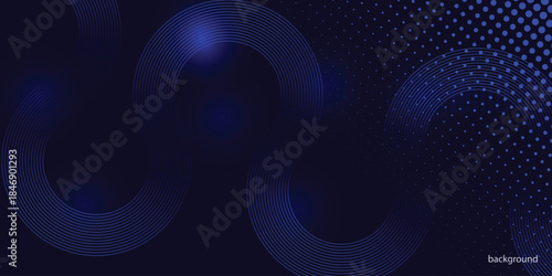 Abstract blue geometric lines glowing on dark blue background. . Futuristic technology concept. white pattern  for banner, wallpaper, cover Vector illustration .