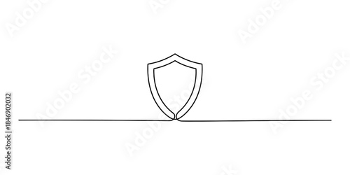 Continuous line drawing of a shield icon symbolizing protection and security Vector, illustration