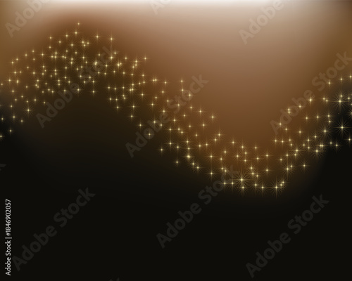 Abstract Gold Glitter Dust Trail on Dark Brown Background