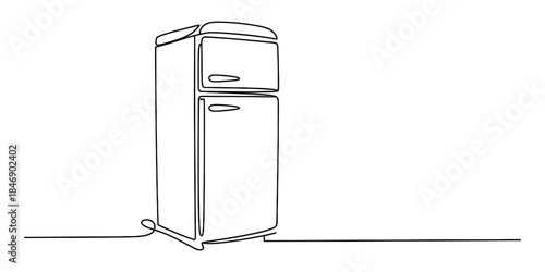Continuous line drawing of a classic refrigerator, a minimalist artistic representation of home appliance Vector, illustration