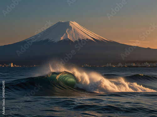 First sunrise and Mount Fuji