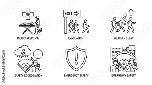 Emergency response and safety icons for business and public use