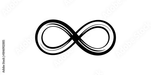 A stylized black infinity symbol illustration on a white background Vector, illustration
