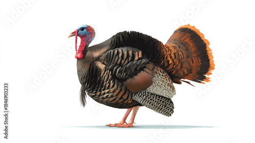 Majestic wild turkey strutting