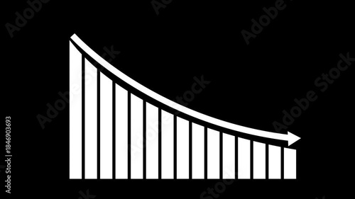Animated down graph animation on transparent background. business down graph with arrow , losses failure due to economic crisis concept