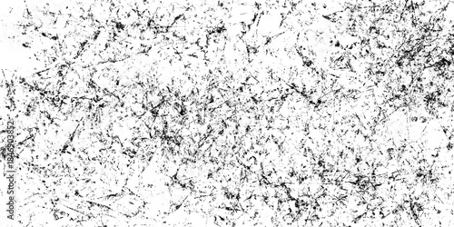 Abstract monochrome grunge texture featuring chaotic black dust scratches and noisy grain speckles suitable for adding worn distressed effects to photography and modern graphic layouts