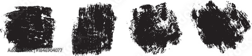 Rough black grunge brush strokes and textured charcoal scribbles suitable for graphic overlays urban style branding projects or distressed ink patches for modern poster layouts