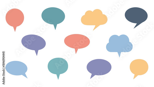 Set of colorful speech bubbles for communication and social media design elements