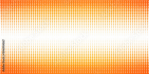 An abstract orange background vector illustration featuring a geometric pattern of yellow halftone dots and circular shapes to create a colorful artistic backdrop with a light textured design
