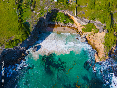 Obraz na plátne Spring Bay top view at Ragged Point in historic village of Marley Vale, Saint Philip, Barbados