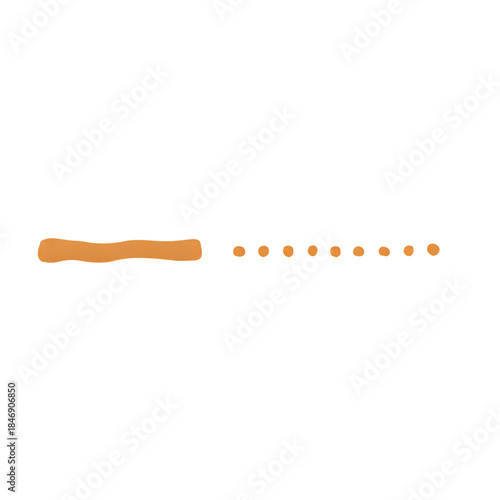 A wavy bone-shaped dog treat accompanied by a row of small round treats on a plain white surface viewed from directly above