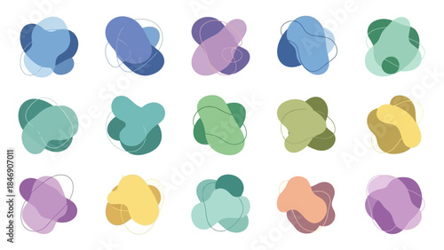 Abstract pastel blobs with transparent outlines for creative modern designs and backgrounds