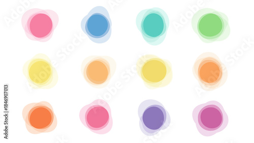 Abstract colorful pastel circles illustration set on white background