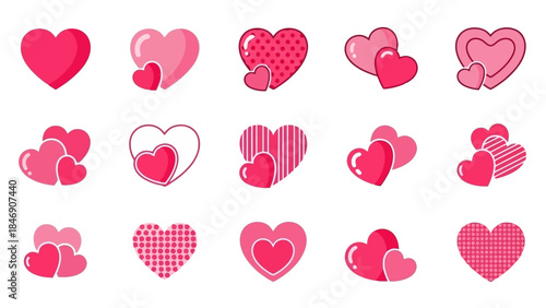 Valentine's Day Hearts Icons Collection: Express Love and Affection with Playful Designs