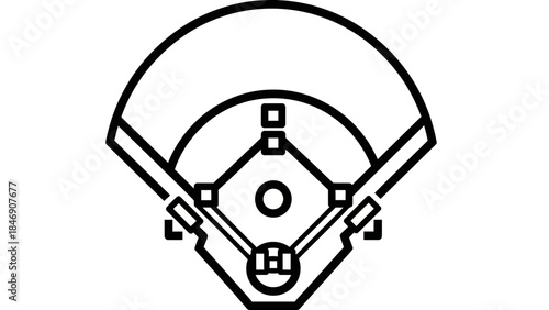 Baseball field diagram with bases and home plate