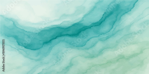 An abstract blue watercolor background features a textured pattern of white clouds and ice waves to capture the cold beauty of a winter sea and sky