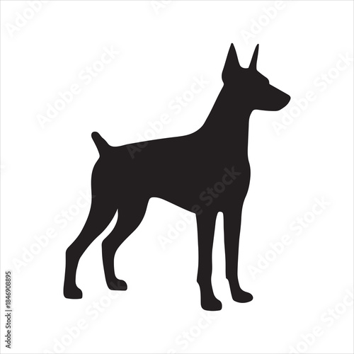 Elegant Doberman Silhouette Vector Graphic Image for Use in Pet and Animal Related Projects and Designs