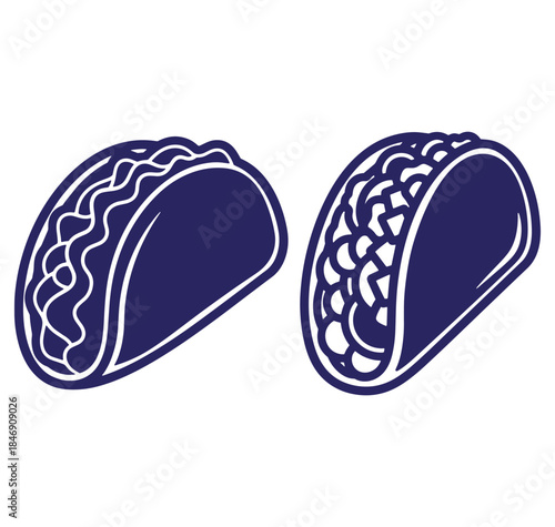 Two stylized blue tacos isolated on white background vector illustration food concept