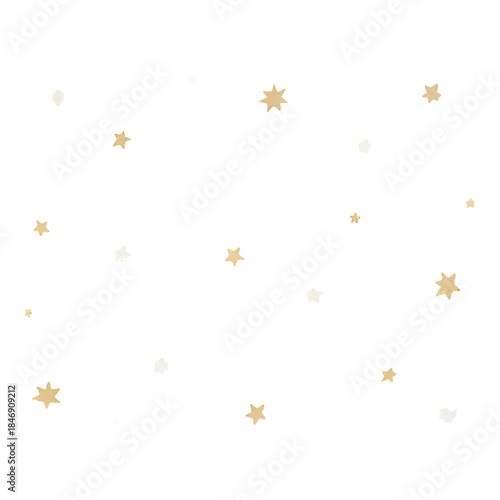 A whimsical pattern of golden stars scattered across a clean white background, perfect for festive decorations or celebratory designs