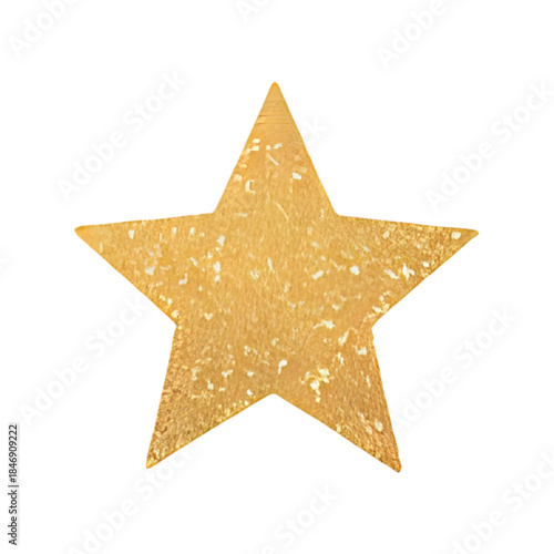 Golden star-shaped cookie with a textured surface, isolated on a white background