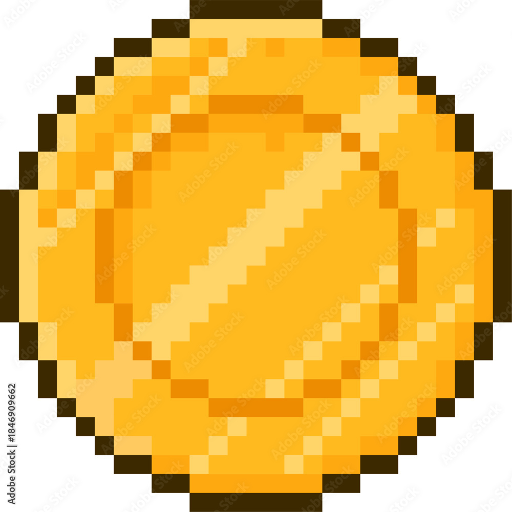 Fototapeta premium Pixel art gold coin representing vintage video game currency