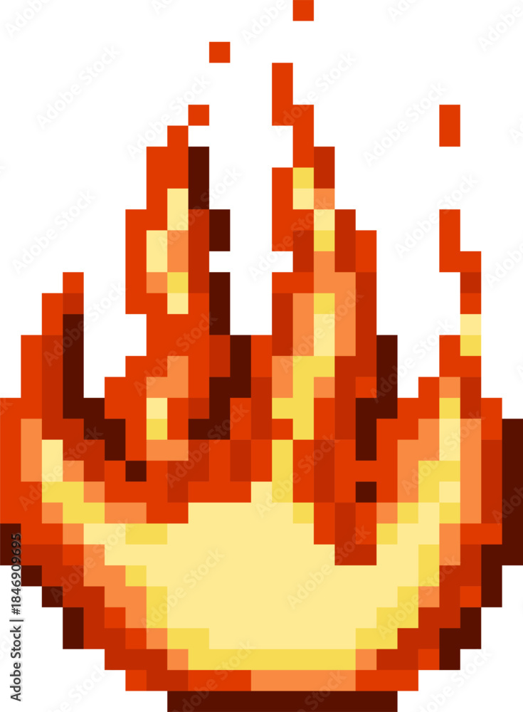 Obraz premium Pixel art fire burning retro video game