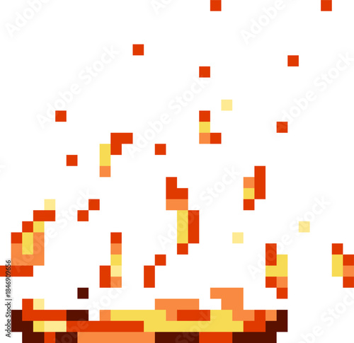 Pixel art fire sparks on white background