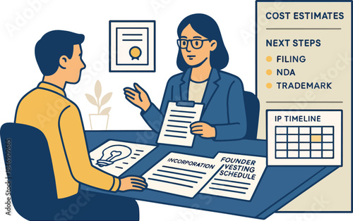 Founder Legal Clinic — Provisional Patent, Incorporation & Term Sheet UI Vector