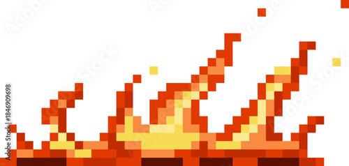 Pixel art fire creating retro video game effect