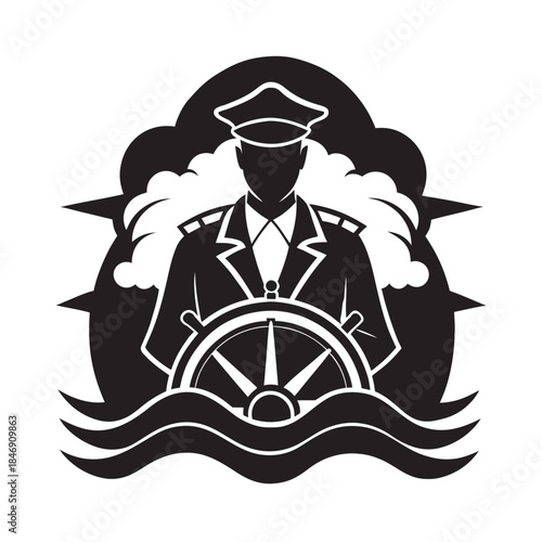 Resolute Captain Steering Across Stormy Sea