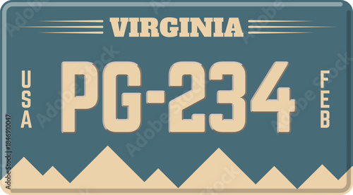Virginia license plate with USA text and number