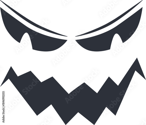Scary monster face cutout for Halloween design