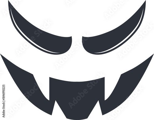 Scary monster face graphic illustration for Halloween design