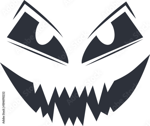Scary monster face grinning evil Halloween emotion