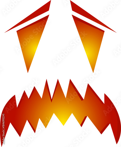 Scary jack o' lantern face glowing in orange dark