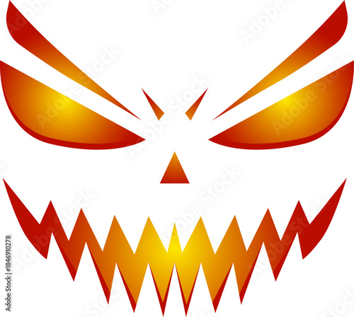 Scary Halloween monster face with glowing eyes