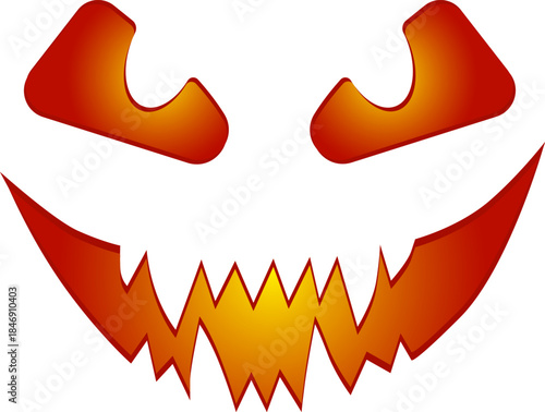 Halloween pumpkin face glowing with scary expression