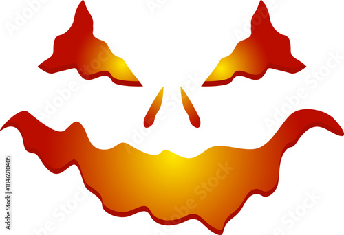 Scary glowing Halloween face vector illustration